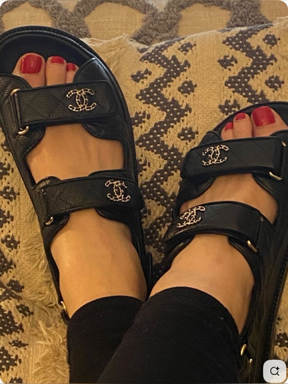 CHANEL Quilted Leather CC Logo Dad Sandals - Picture 2 of 15